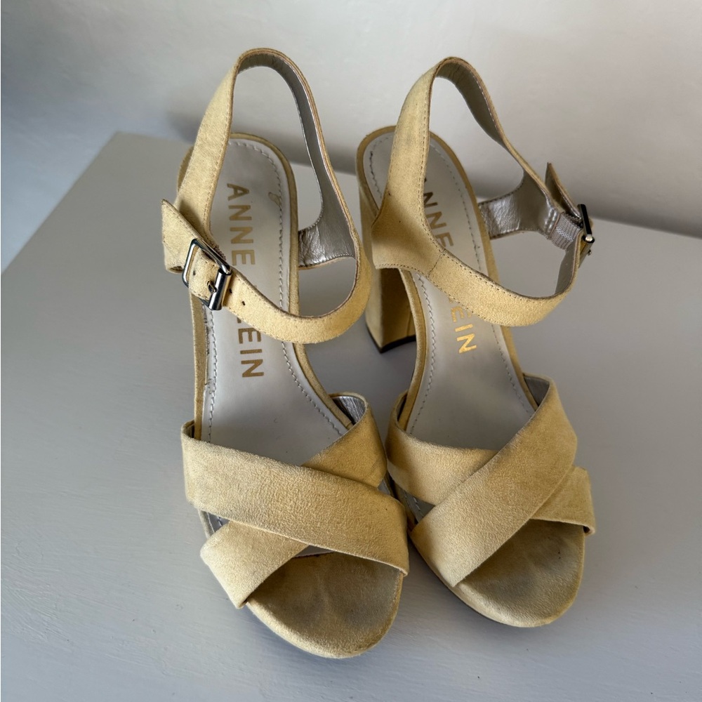 Anne Klein Women's Butter Yellow Cross-Strap Heels
